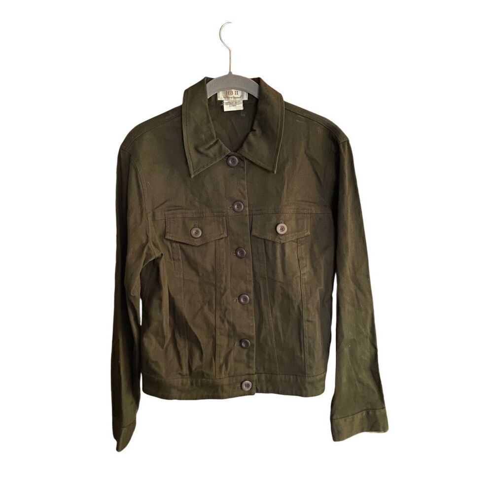 Harve Benard women’s vintage olive green denim jacket size 6 ￼